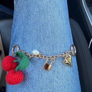 Gold Cherry Bag Charm